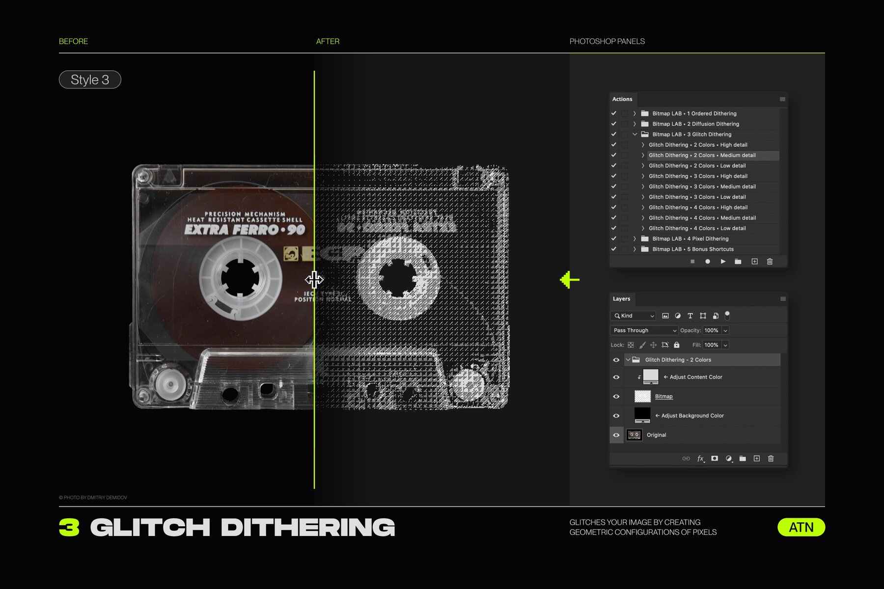 Bitmap LAB     one click pixel halftone Photoshop action 29