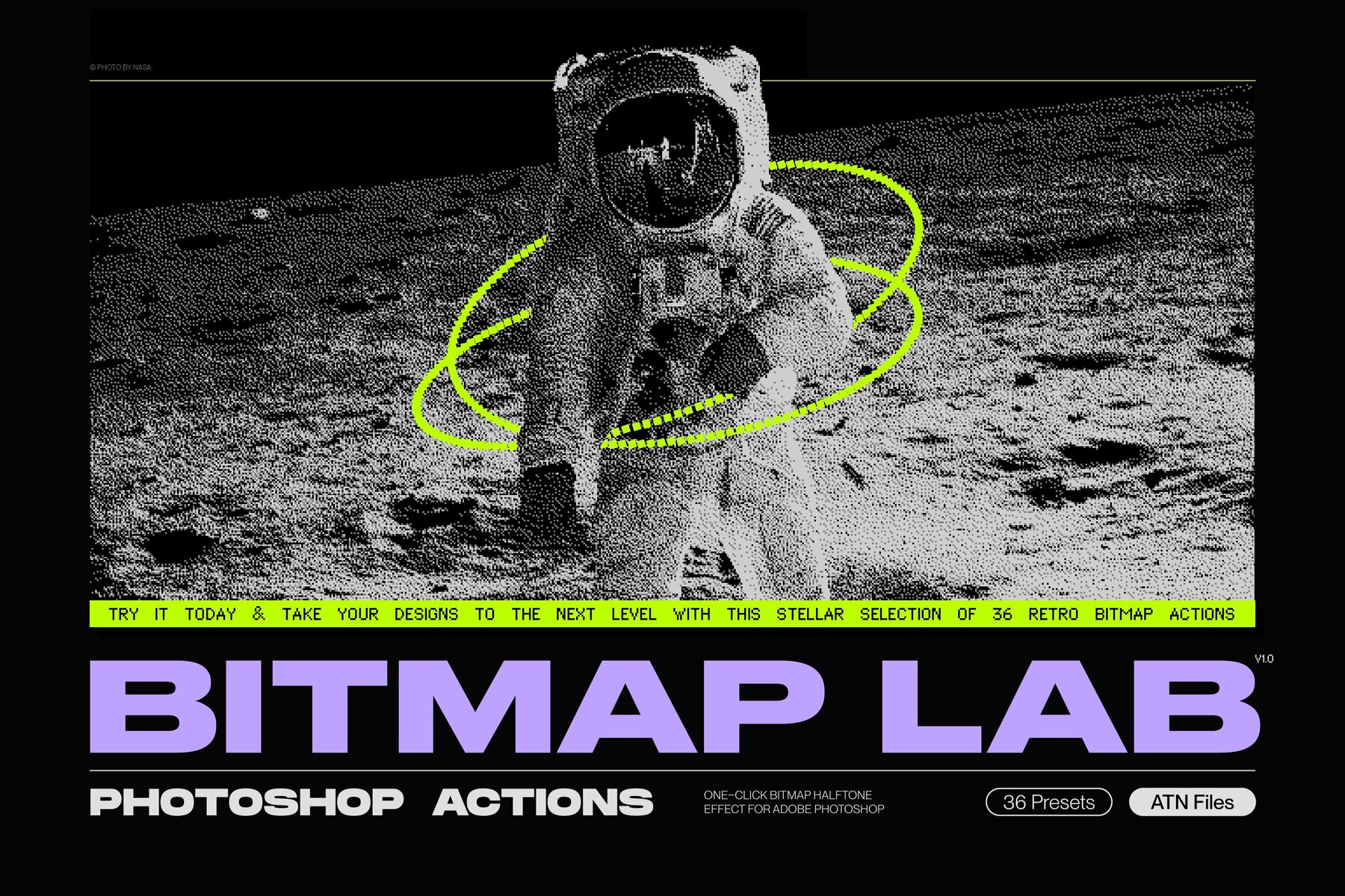 Bitmap LAB     one click pixel halftone Photoshop action 32