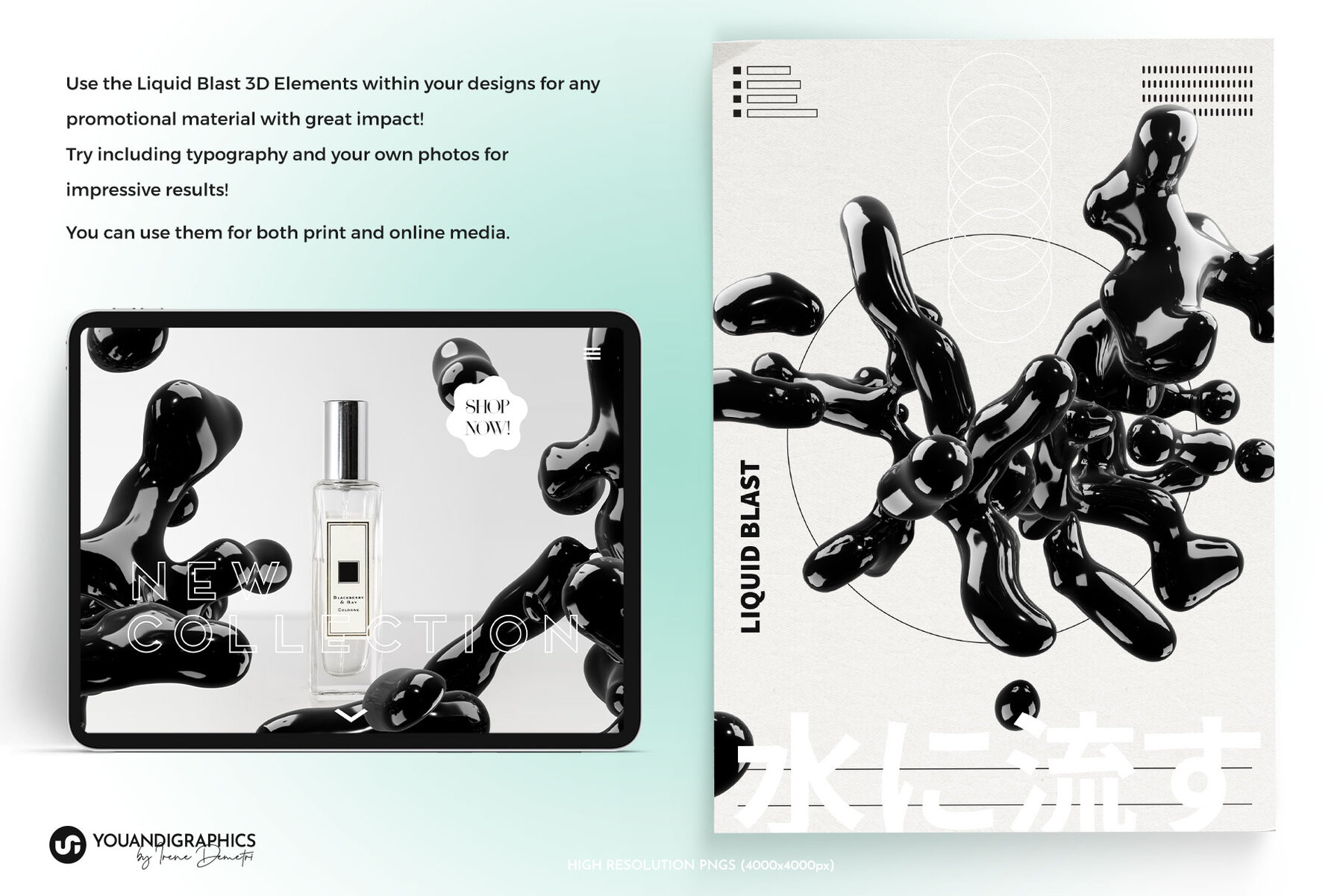 Liquid Blast Abstract 3D Elements 4