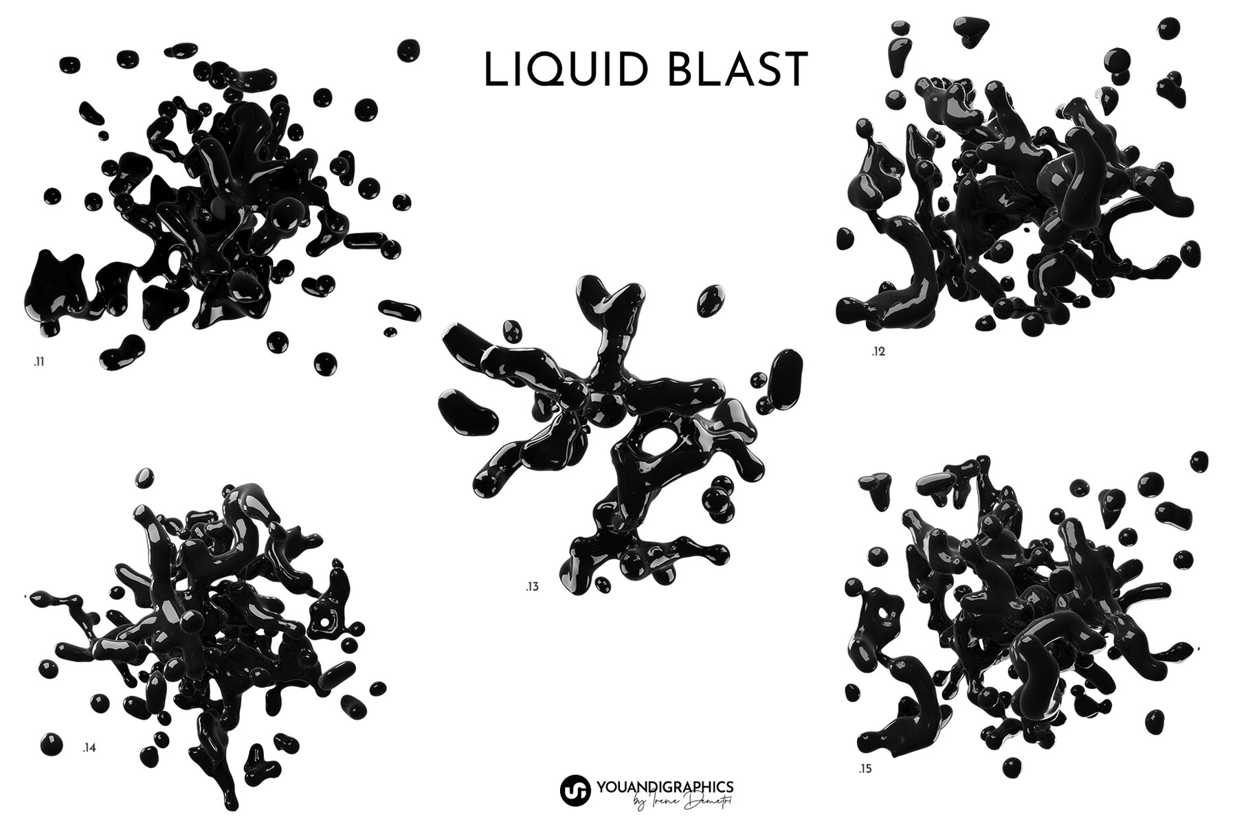 Liquid Blast Abstract 3D Elements 12