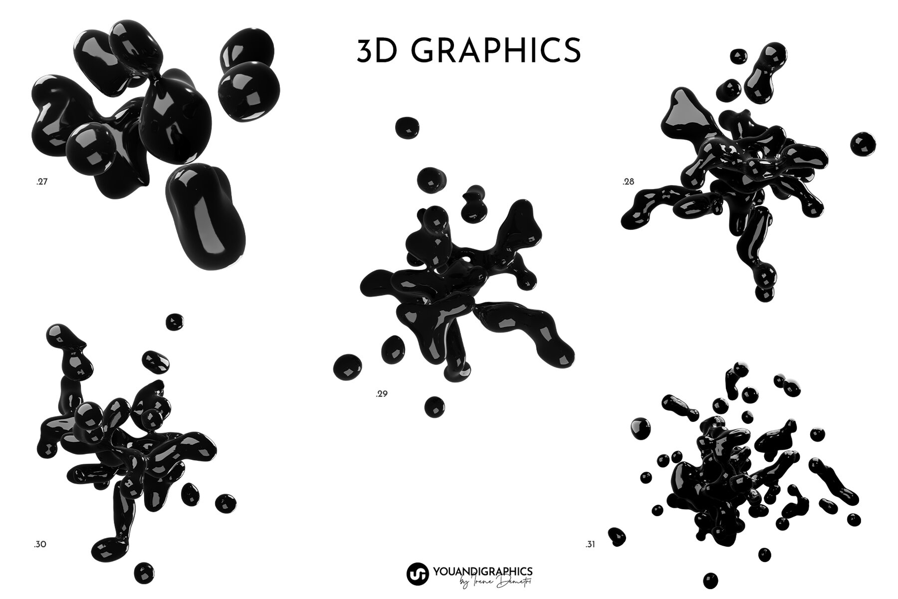 Liquid Blast Abstract 3D Elements 15
