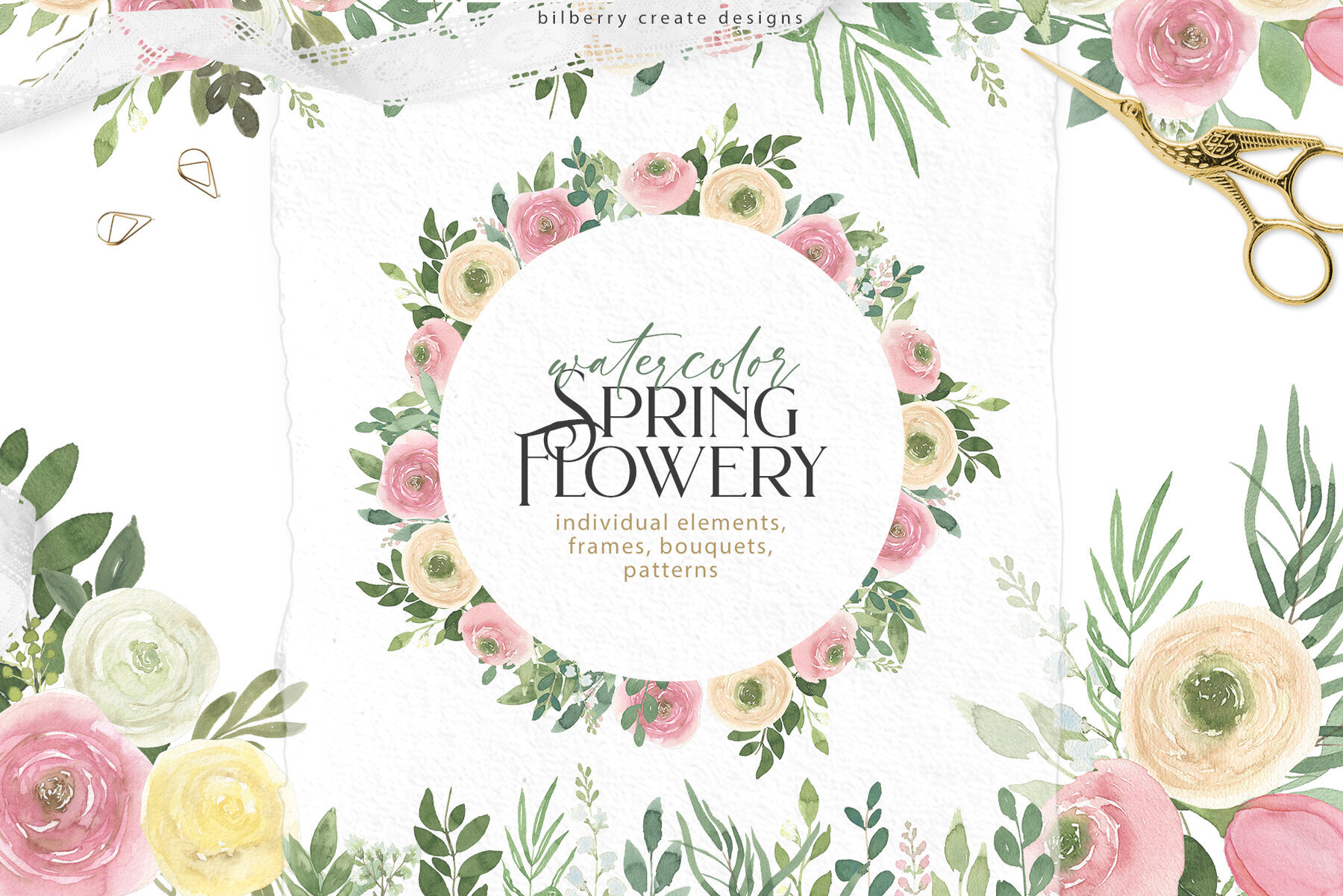 Watercolor Spring Flowery 1