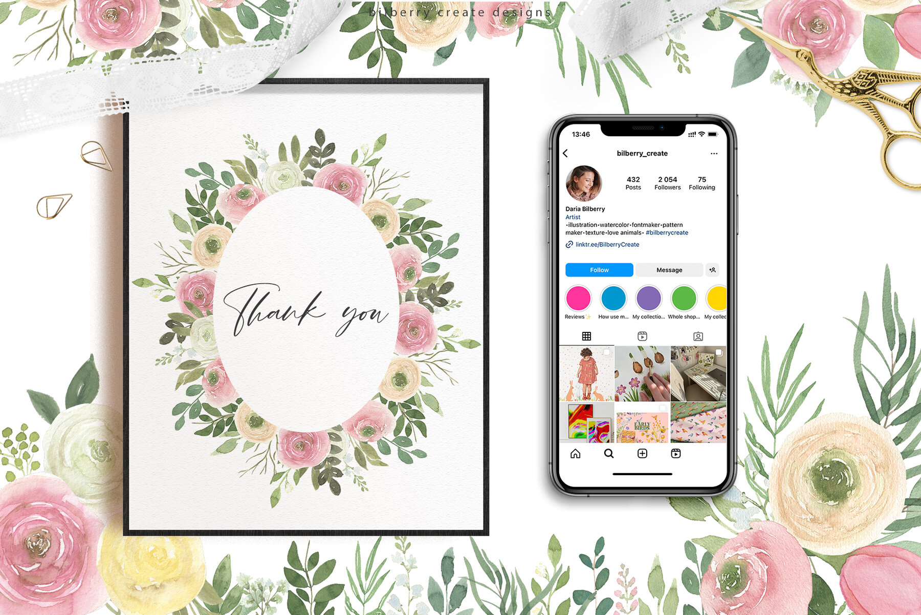 Watercolor Spring Flowery 6