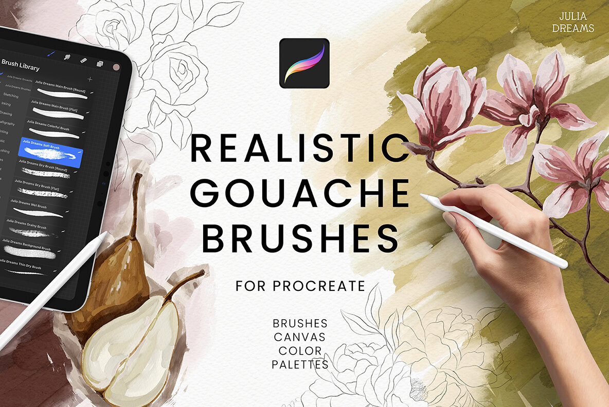 Realistic Gouache Procreate Brushes 1