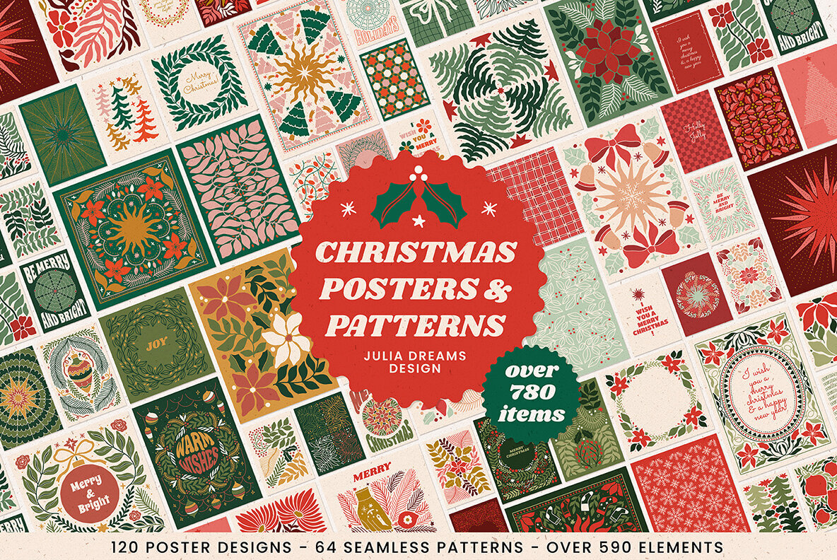 Christmas Posters Patterns Bundle 1