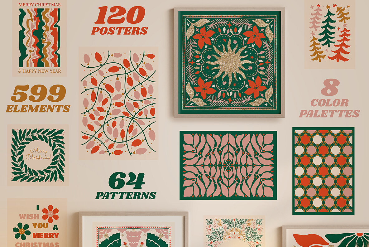 Christmas Posters Patterns Bundle 2
