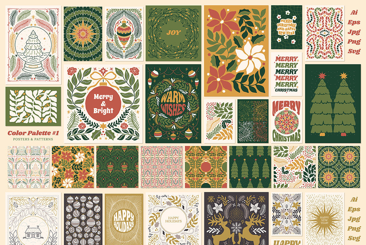 Christmas Posters Patterns Bundle 6
