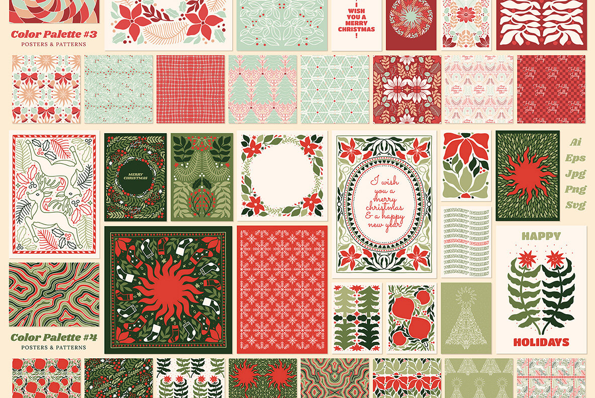 Christmas Posters Patterns Bundle 8