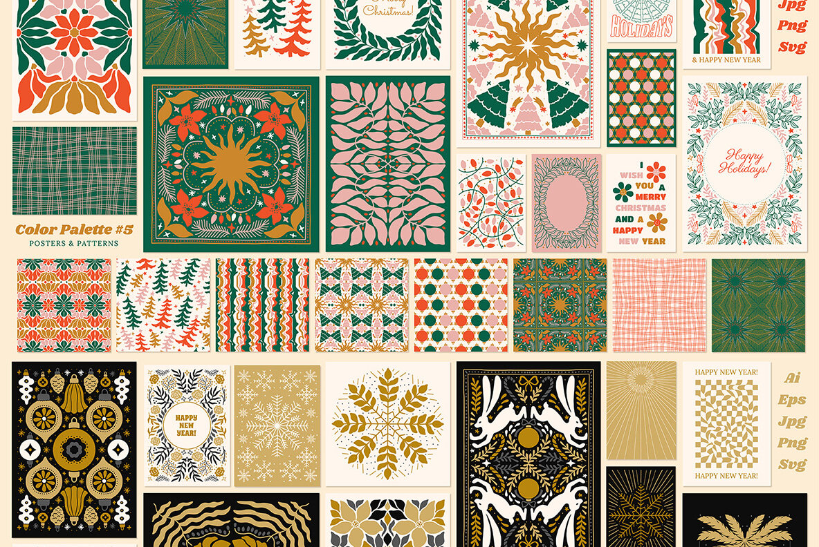 Christmas Posters Patterns Bundle 9