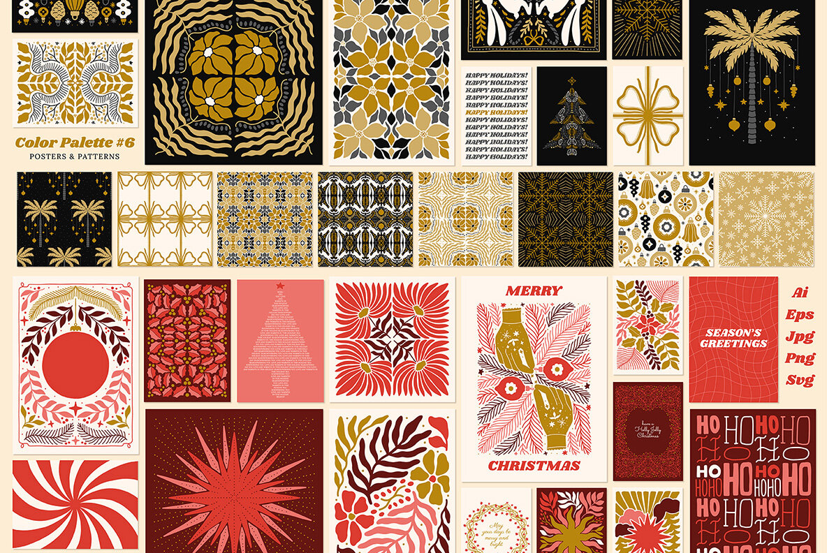 Christmas Posters Patterns Bundle 10
