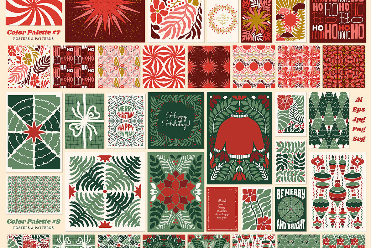 Christmas Posters Patterns Bundle 11