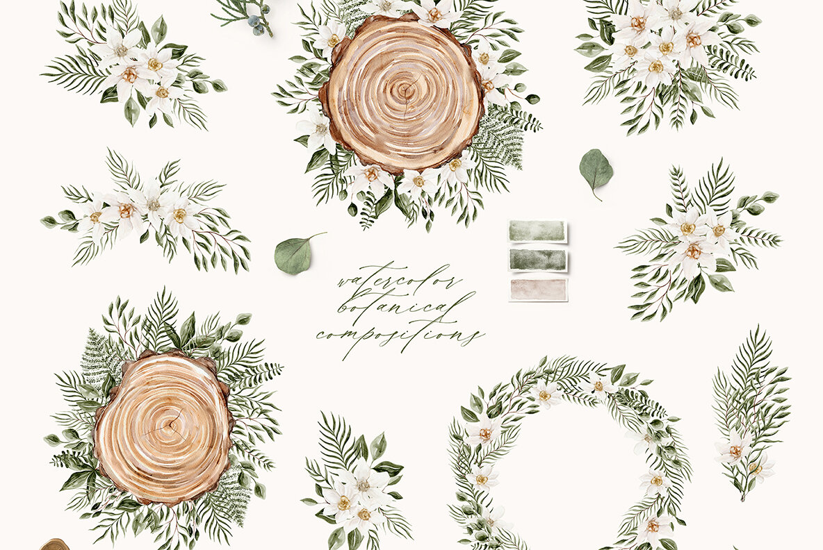 Evergreen Watercolor Forest Collection 8