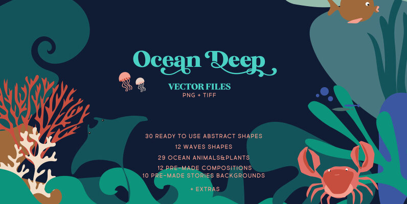 Ocean Deep Abstract Shapes   Illustrations