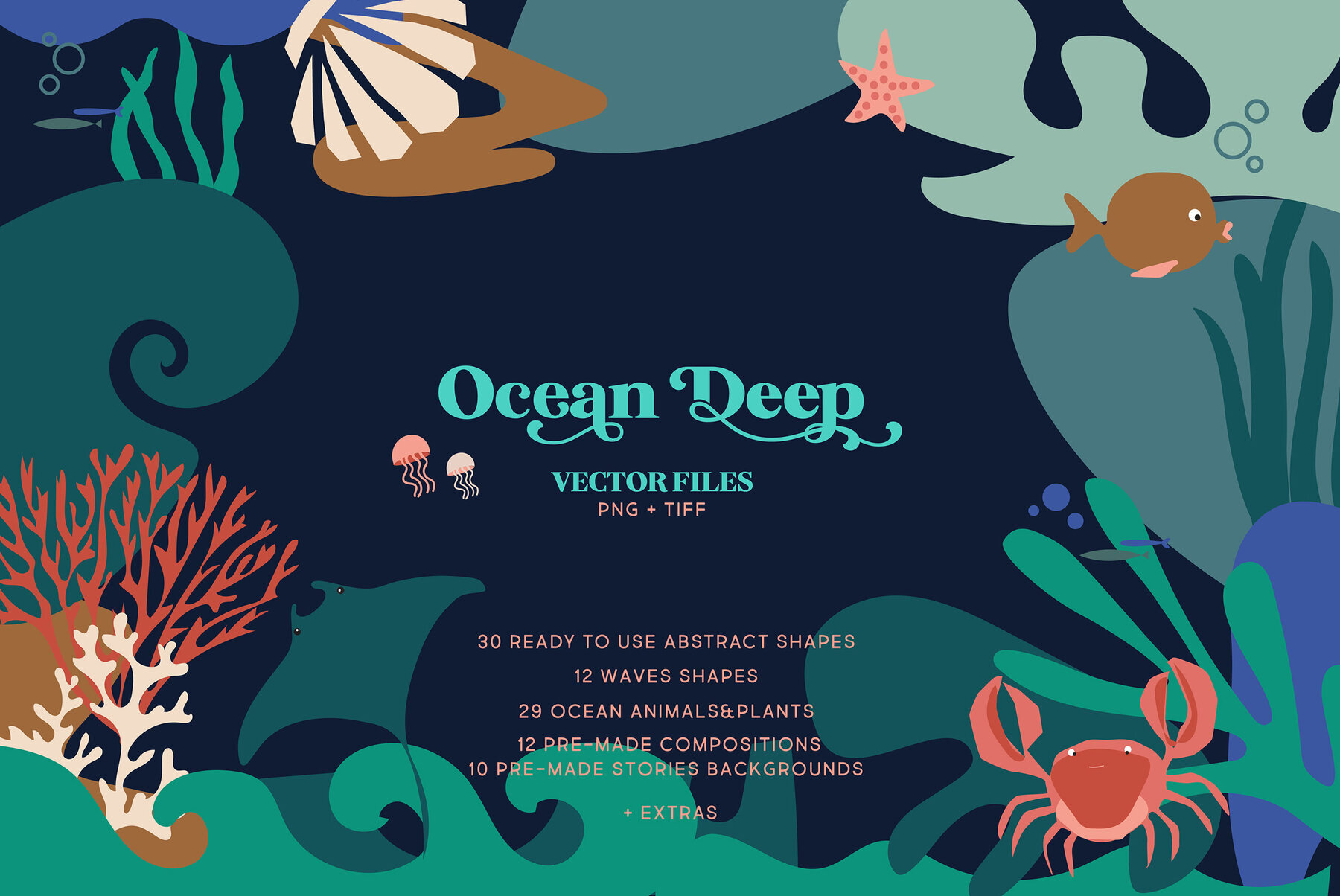 Ocean Deep Abstract Shapes   Illustrations 1