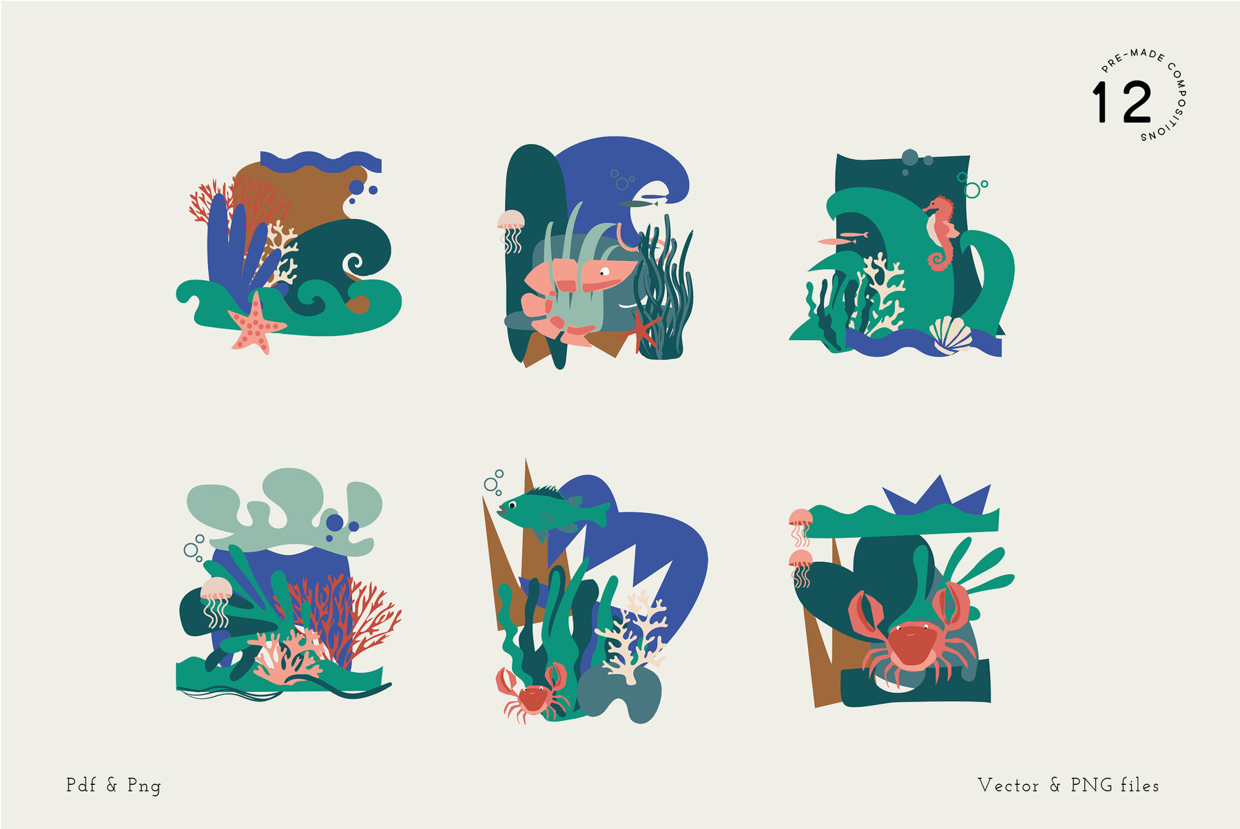 Ocean Deep Abstract Shapes   Illustrations 4