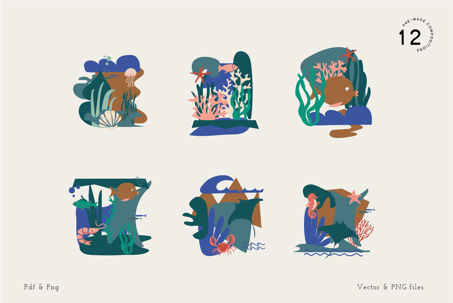 Ocean Deep Abstract Shapes   Illustrations 5