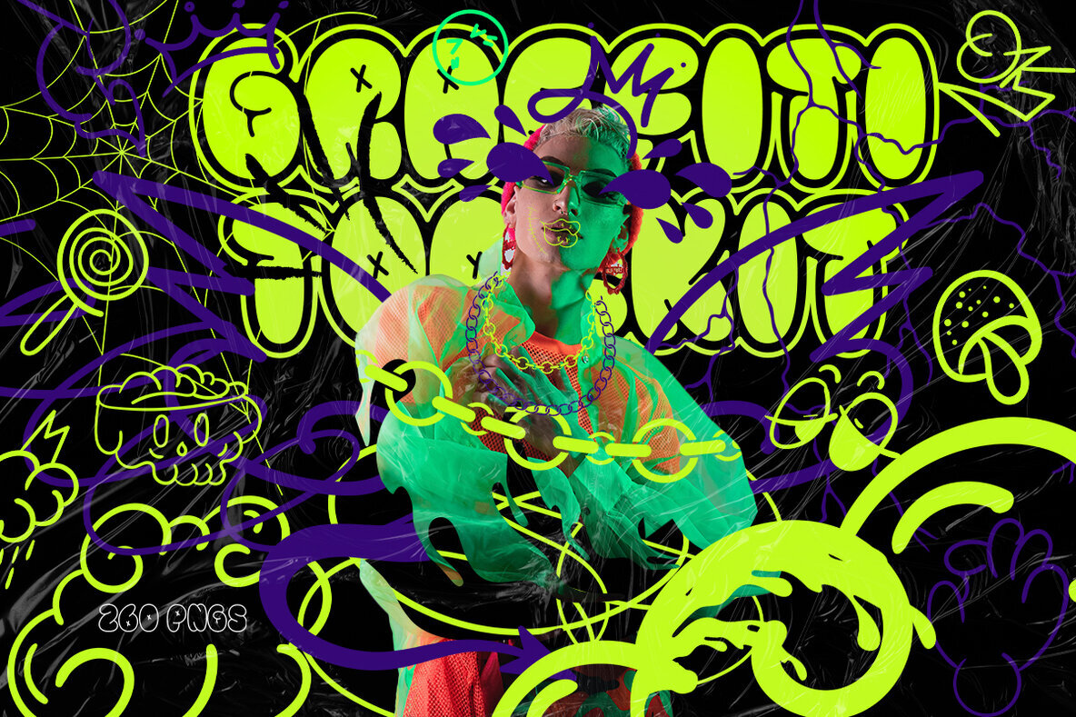 Graffiti Toolkit   260 Hand Drawn Graphics 1