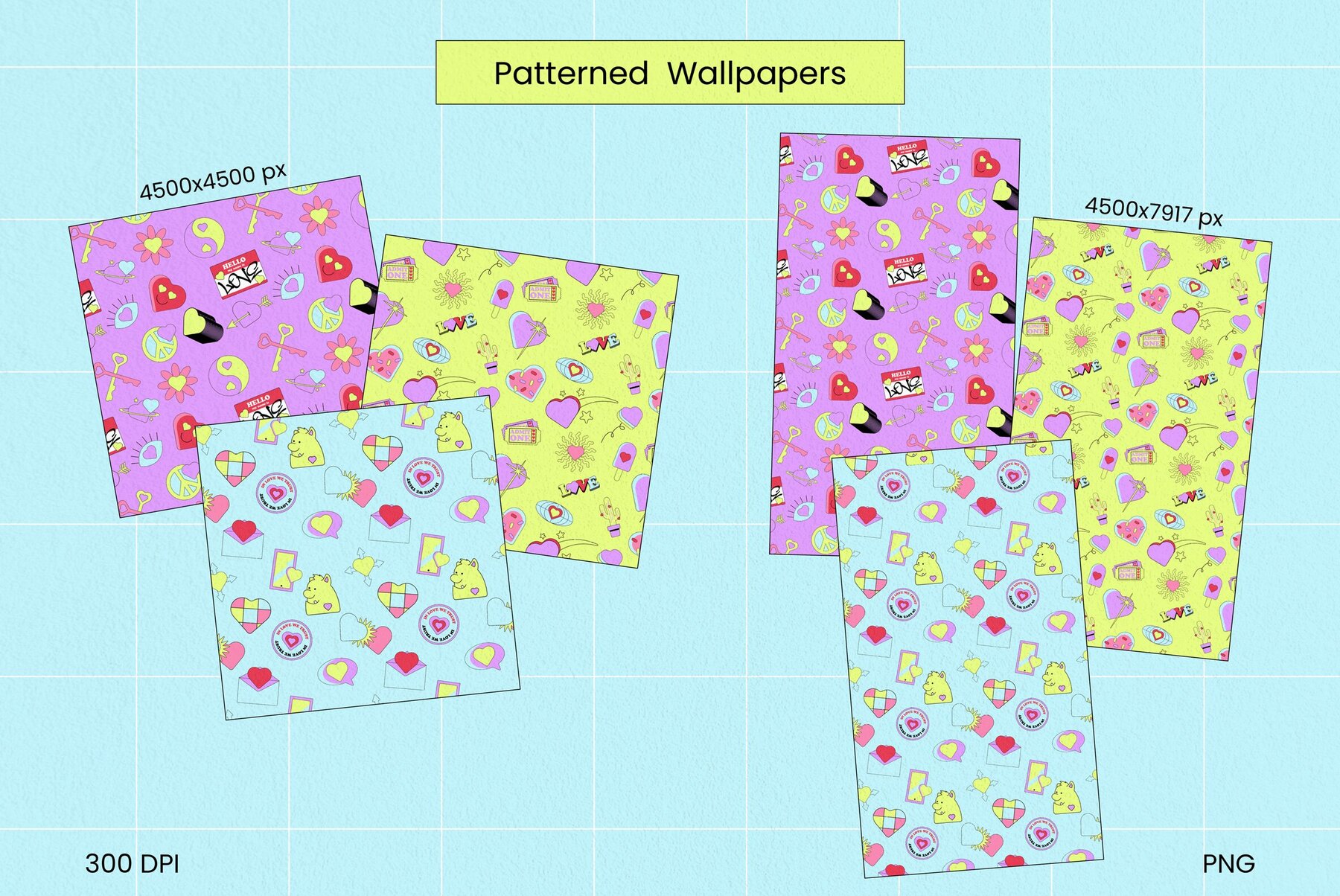 90s Hearts Retro Elements 5