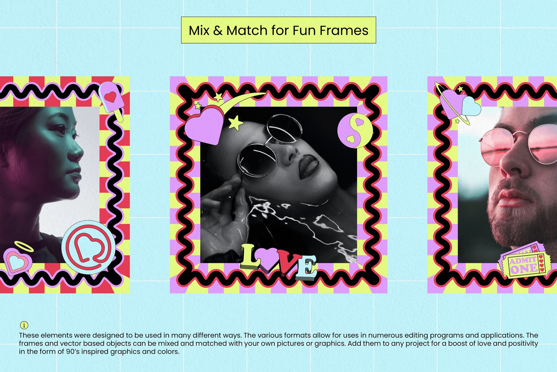 90s Hearts Retro Elements 6