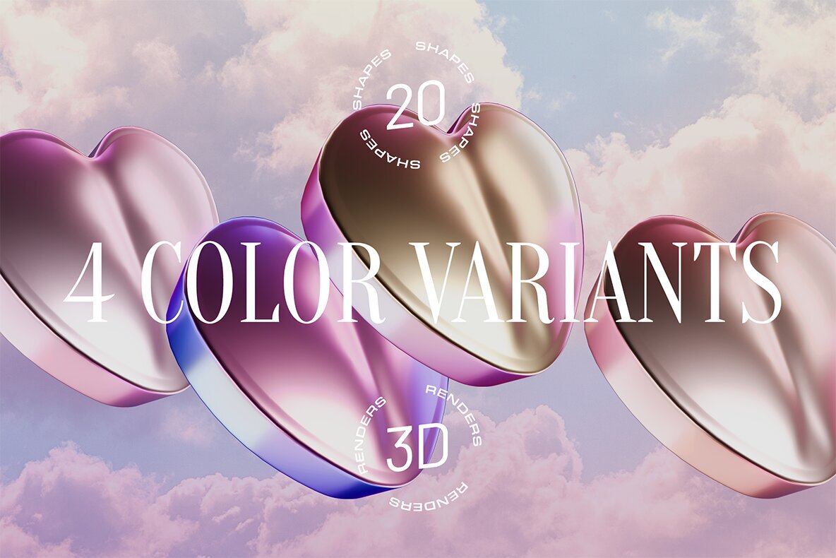 3D Heart Objects   Digital Love 5