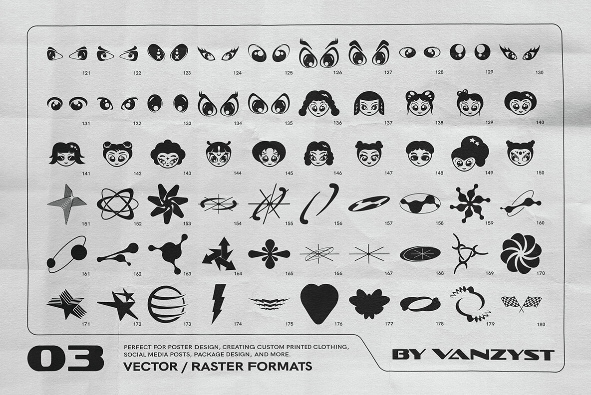 Y2K 327 Characters Halftones Shapes 4