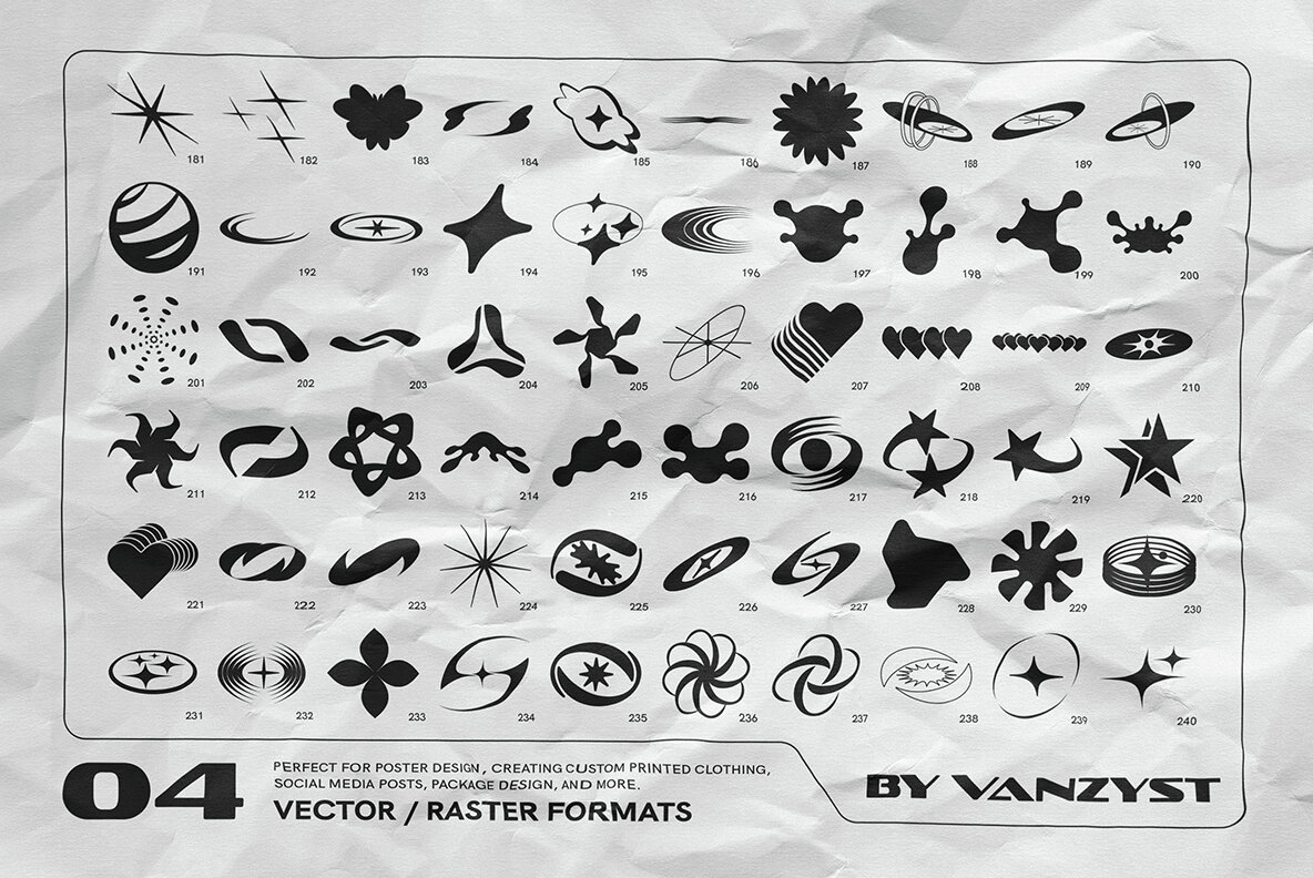 Y2K 327 Characters Halftones Shapes 5