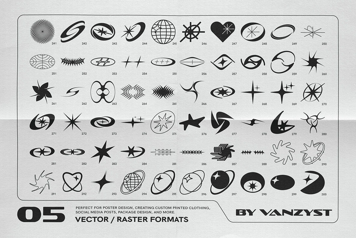 Y2K 327 Characters Halftones Shapes 6