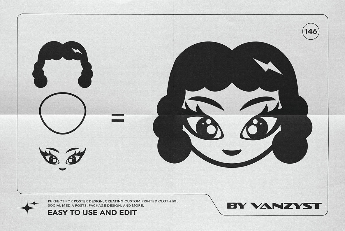 Y2K 327 Characters Halftones Shapes 9