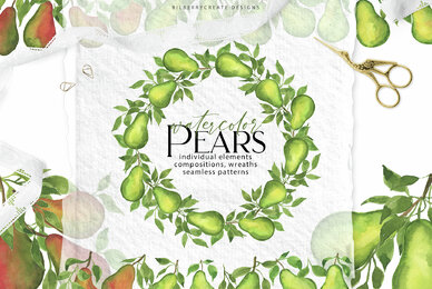 Watercolor Pears art set