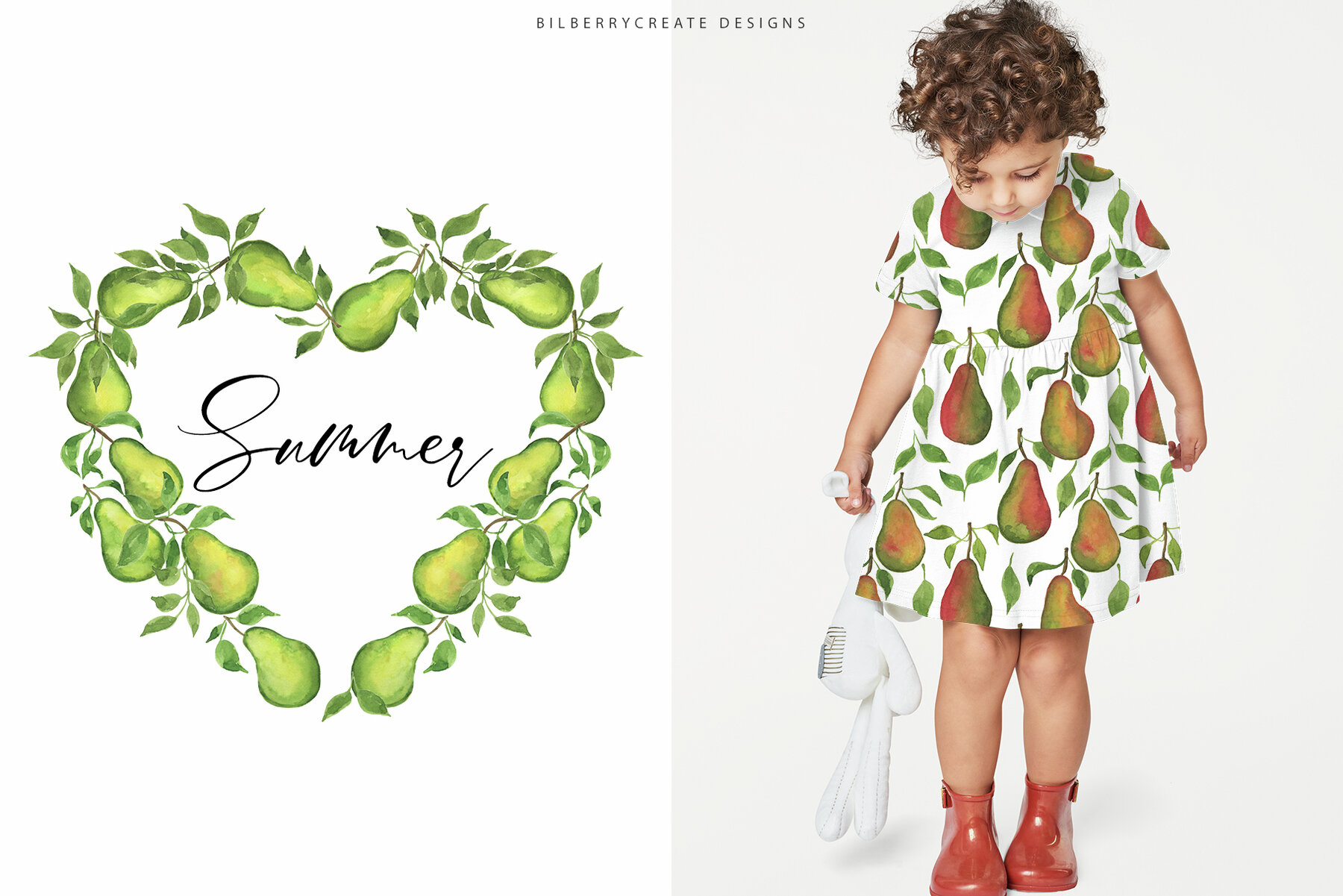 Watercolor Pears art set 7