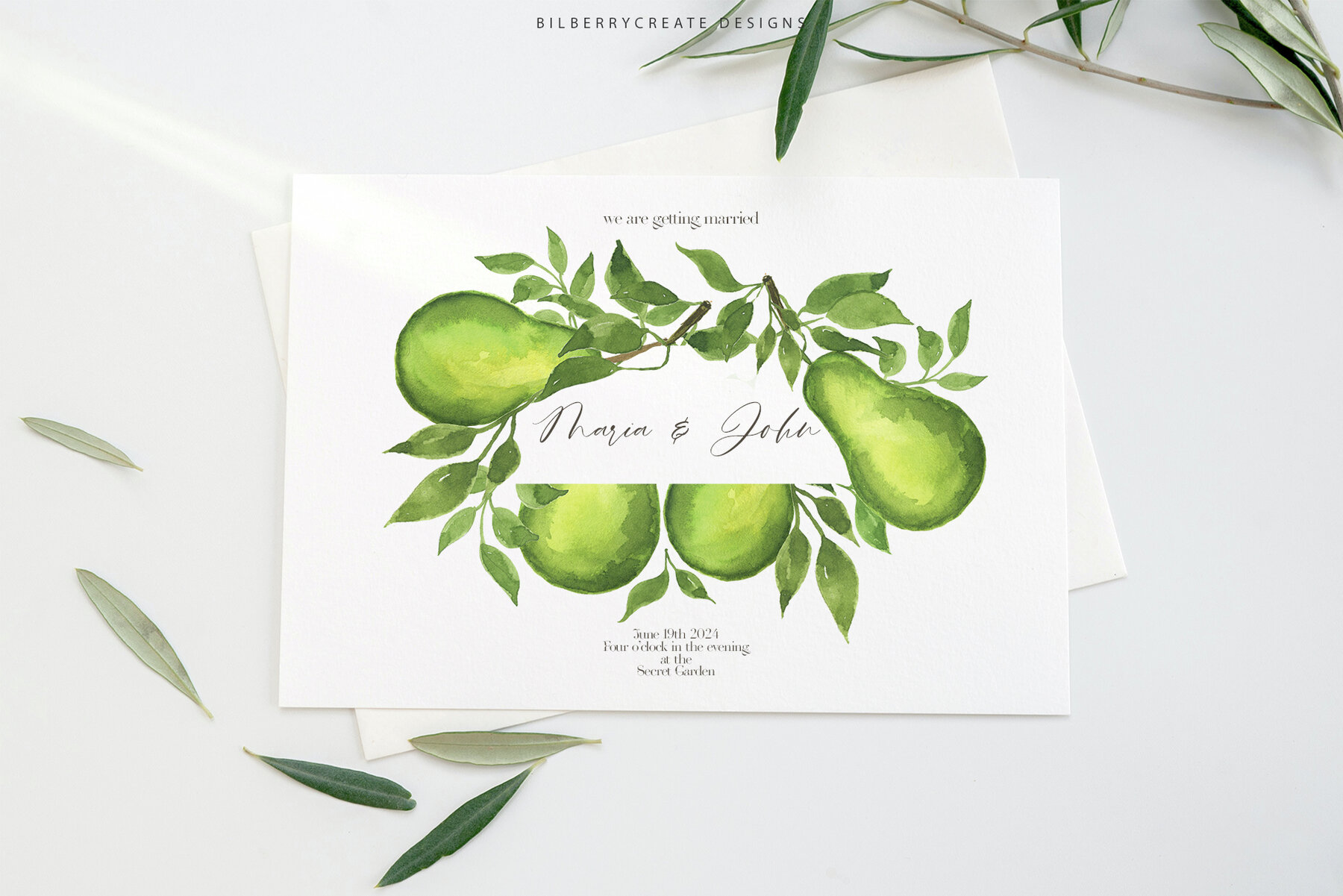 Watercolor Pears art set 11
