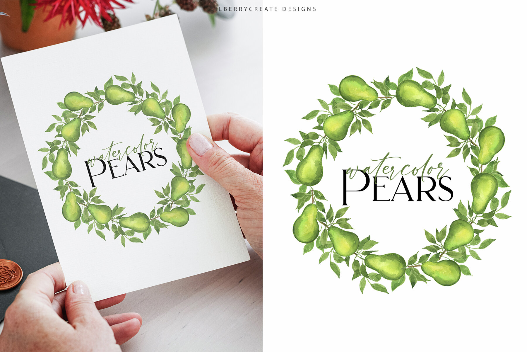 Watercolor Pears art set 12