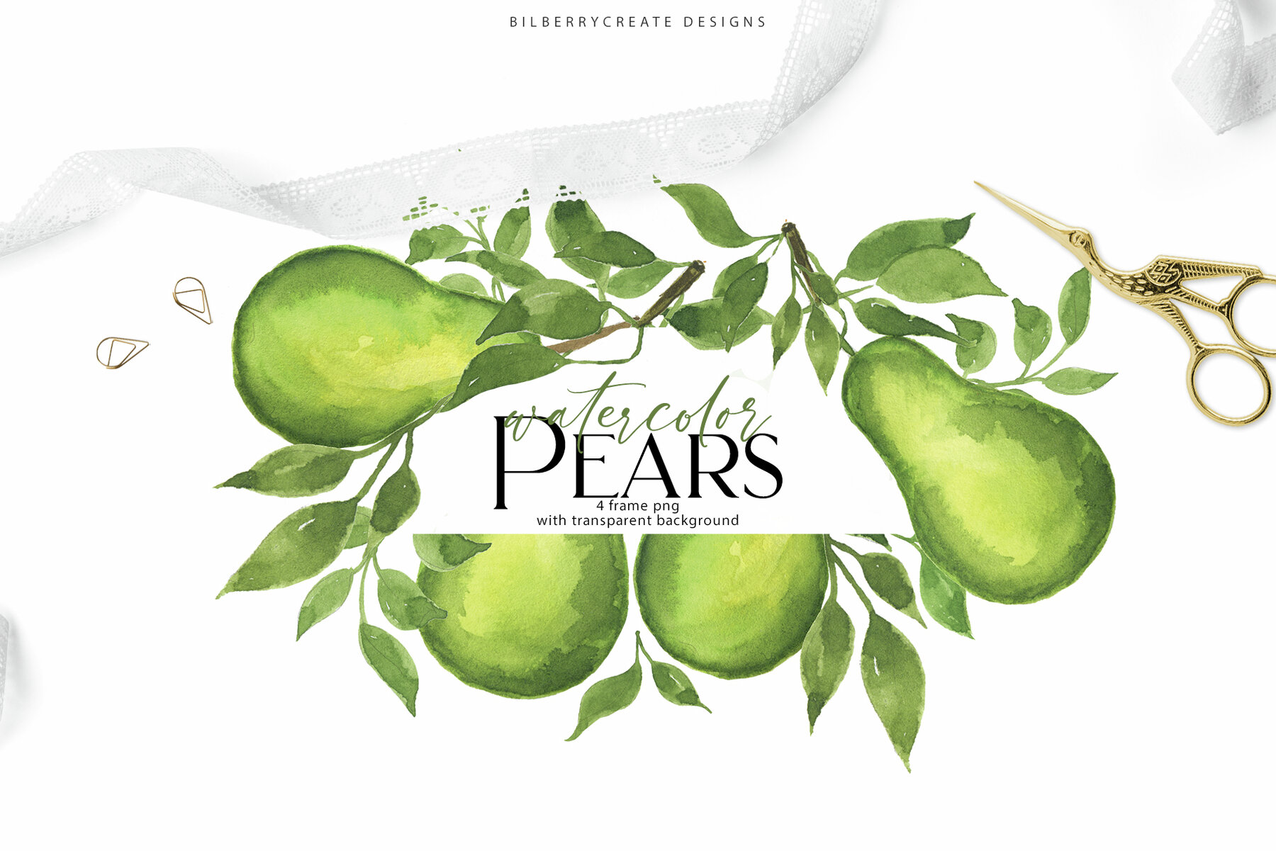 Watercolor Pears art set 17