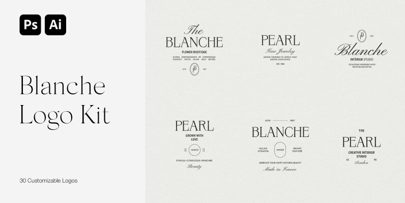 Blanche Minimalist Logo Kit Ai Eps Psd