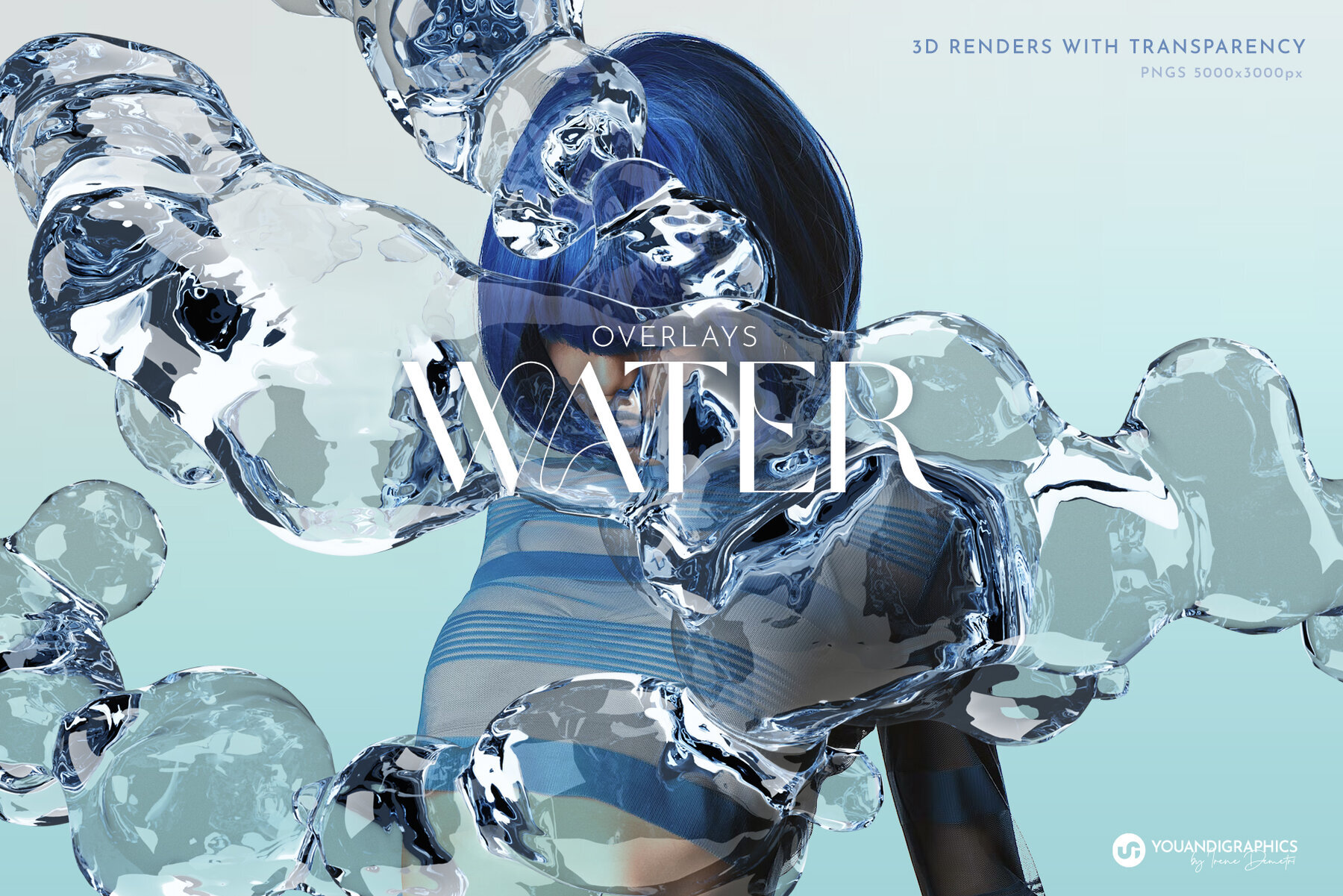 Water 3D Overlays with Transparency 1