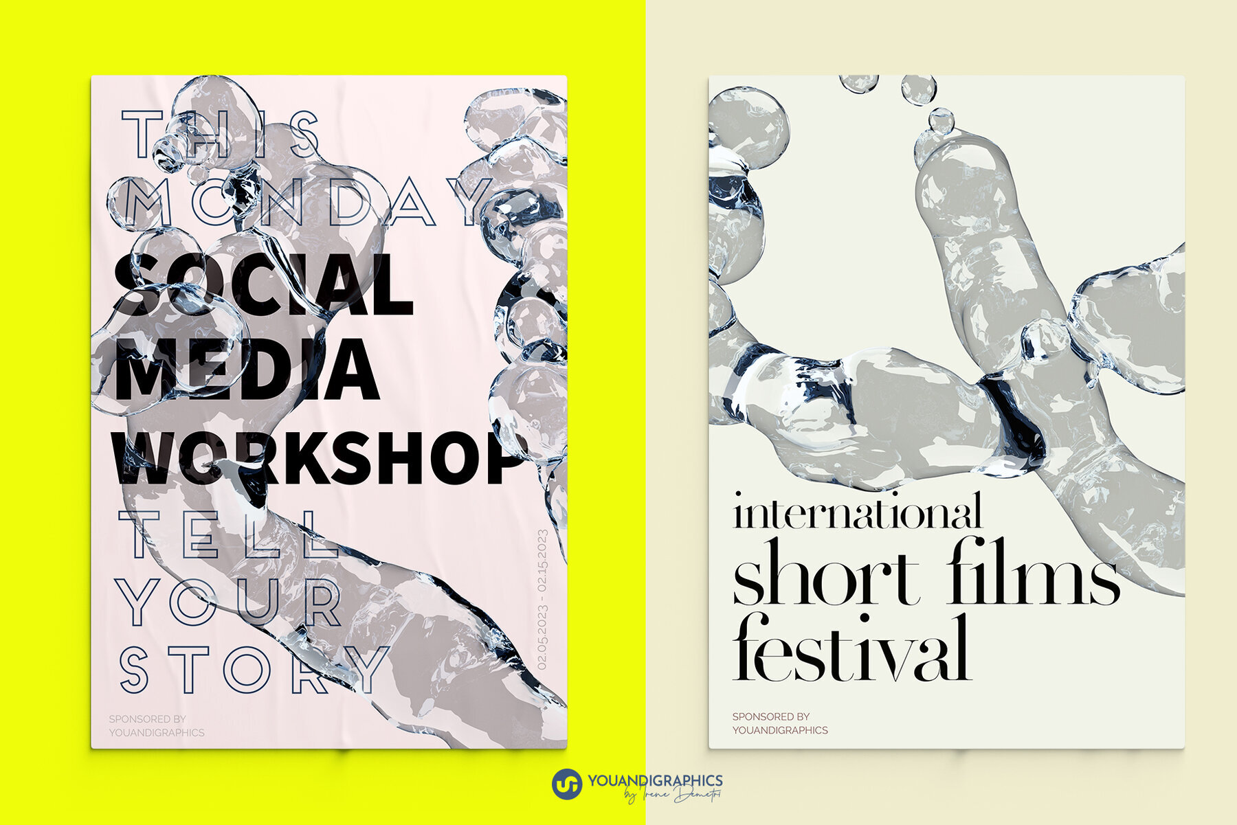 Water 3D Overlays with Transparency 3