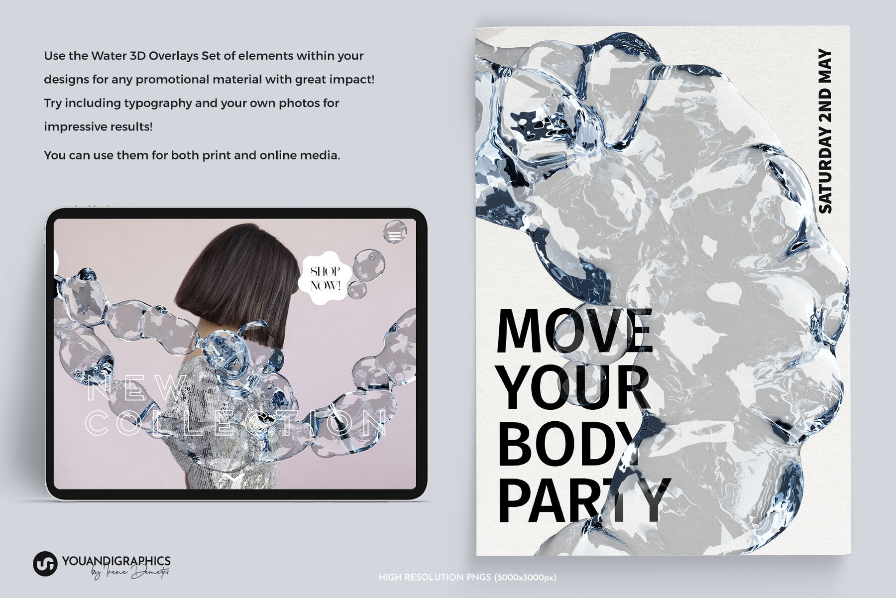 Water 3D Overlays with Transparency 4