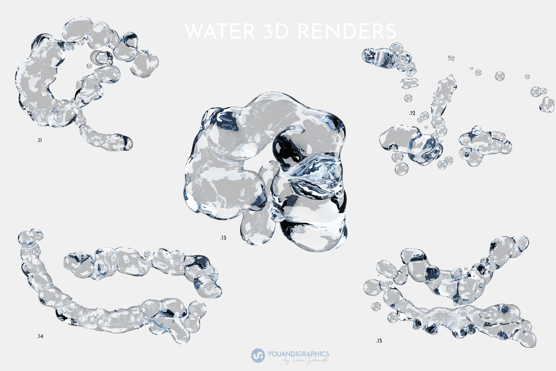 Water 3D Overlays with Transparency 13