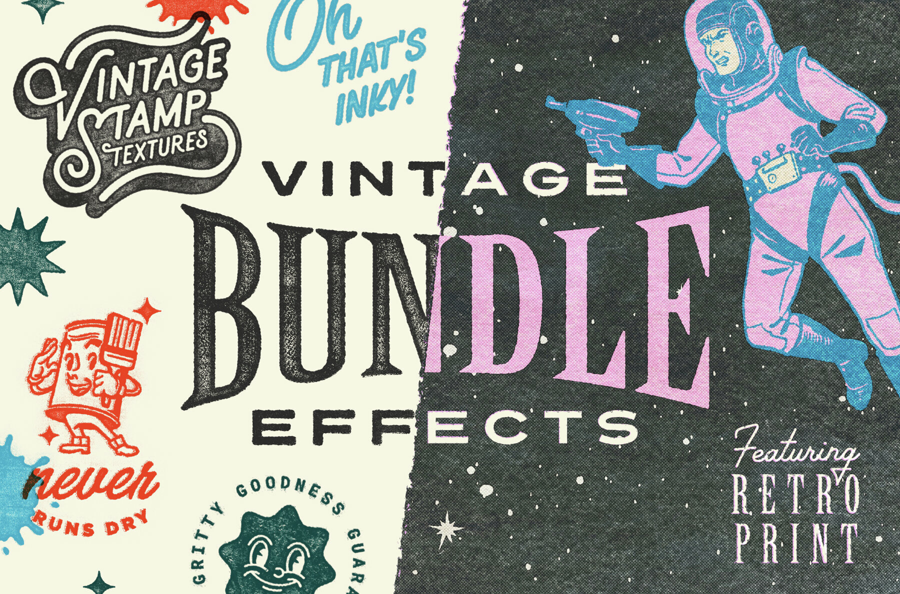 Vintage Stamp and Retro Print Bundle 1