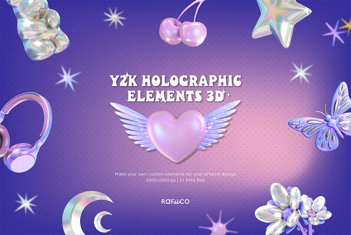 Y2K Holographic Elements 3D 1