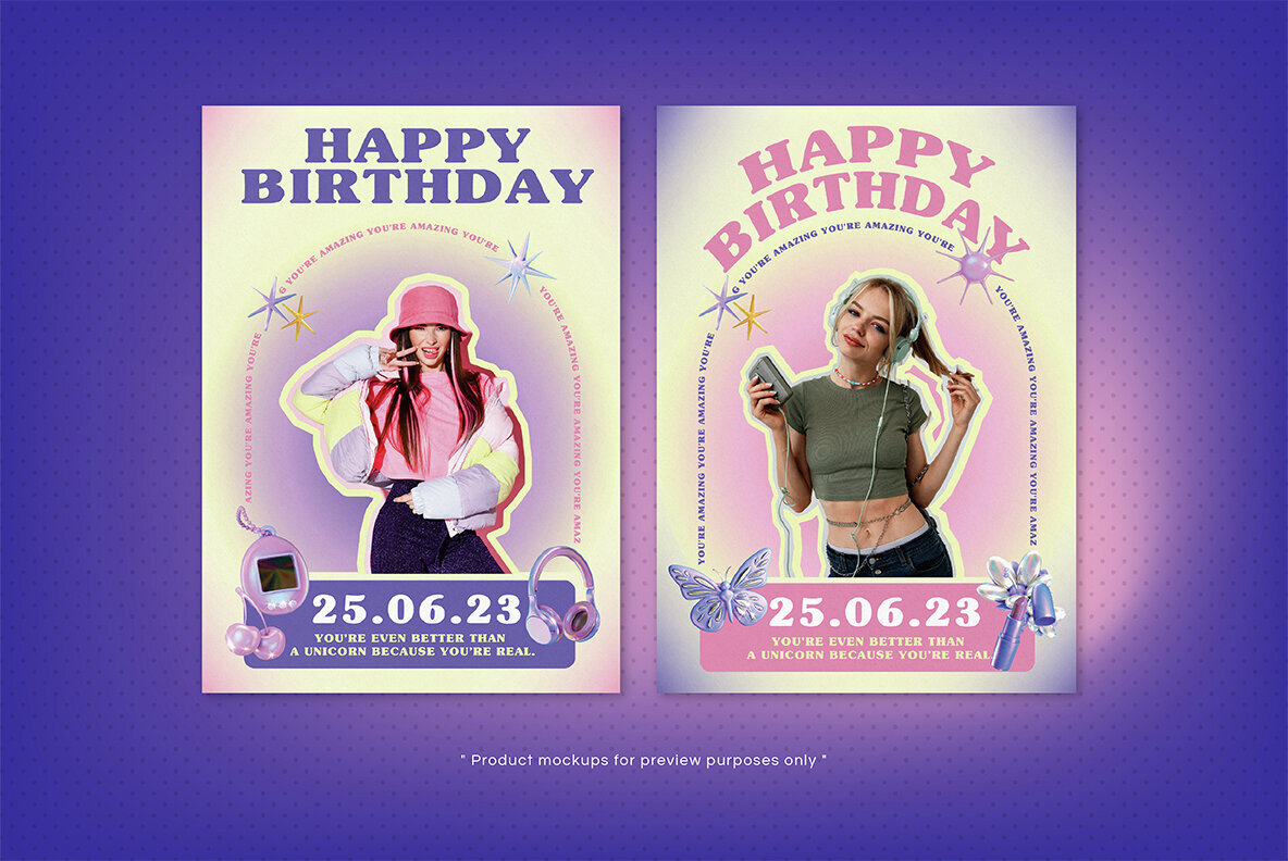 Y2K Holographic Elements 3D 2