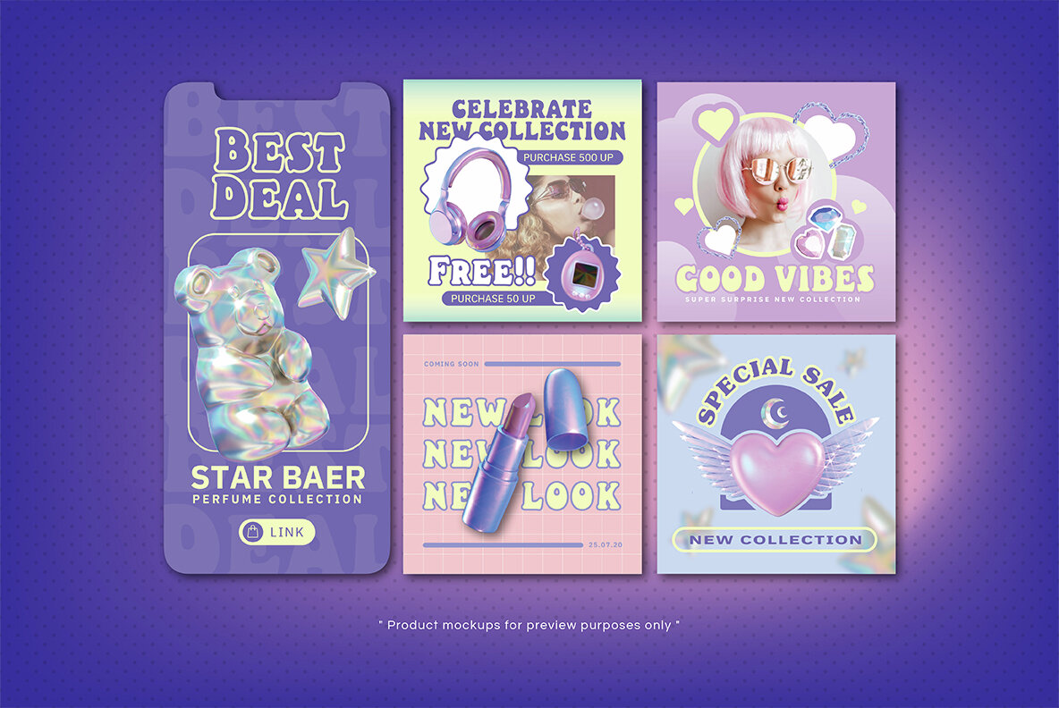 Y2K Holographic Elements 3D 6