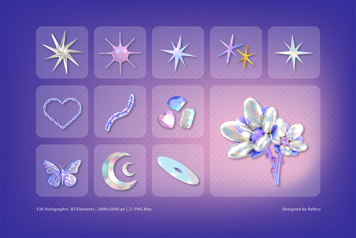 Y2K Holographic Elements 3D 7