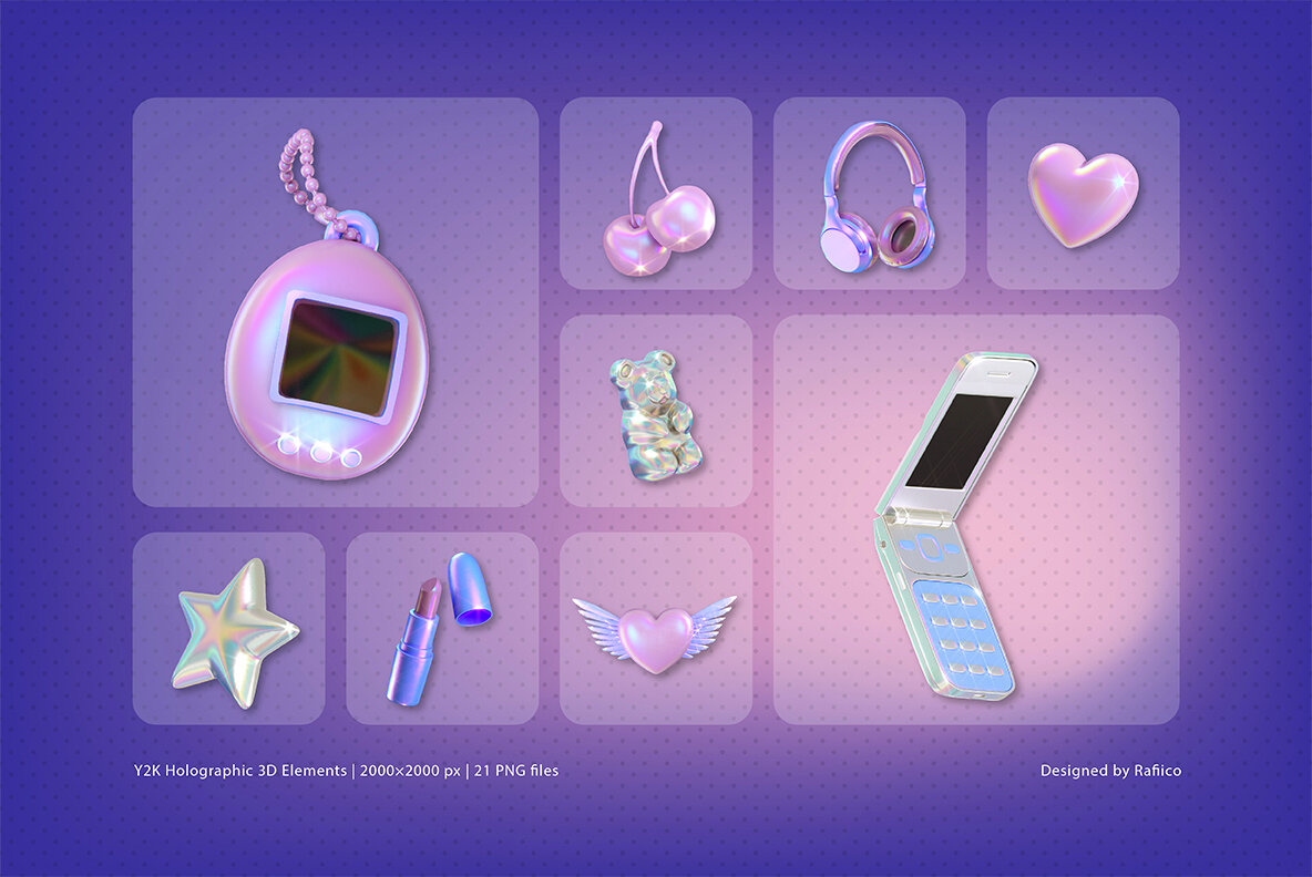 Y2K Holographic Elements 3D 8