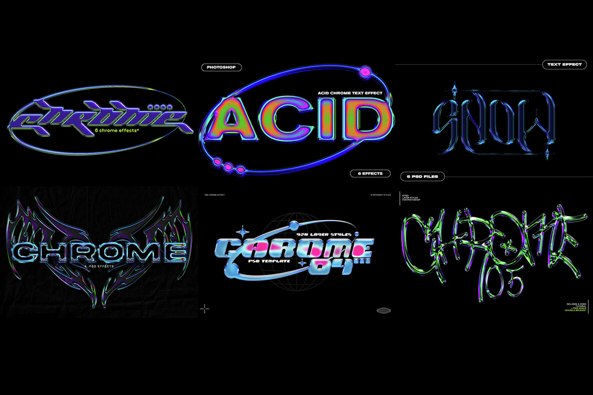 Chrome Text Layer Styles Bundle 7