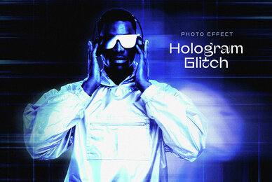 Hologram Glitch Photo Effect