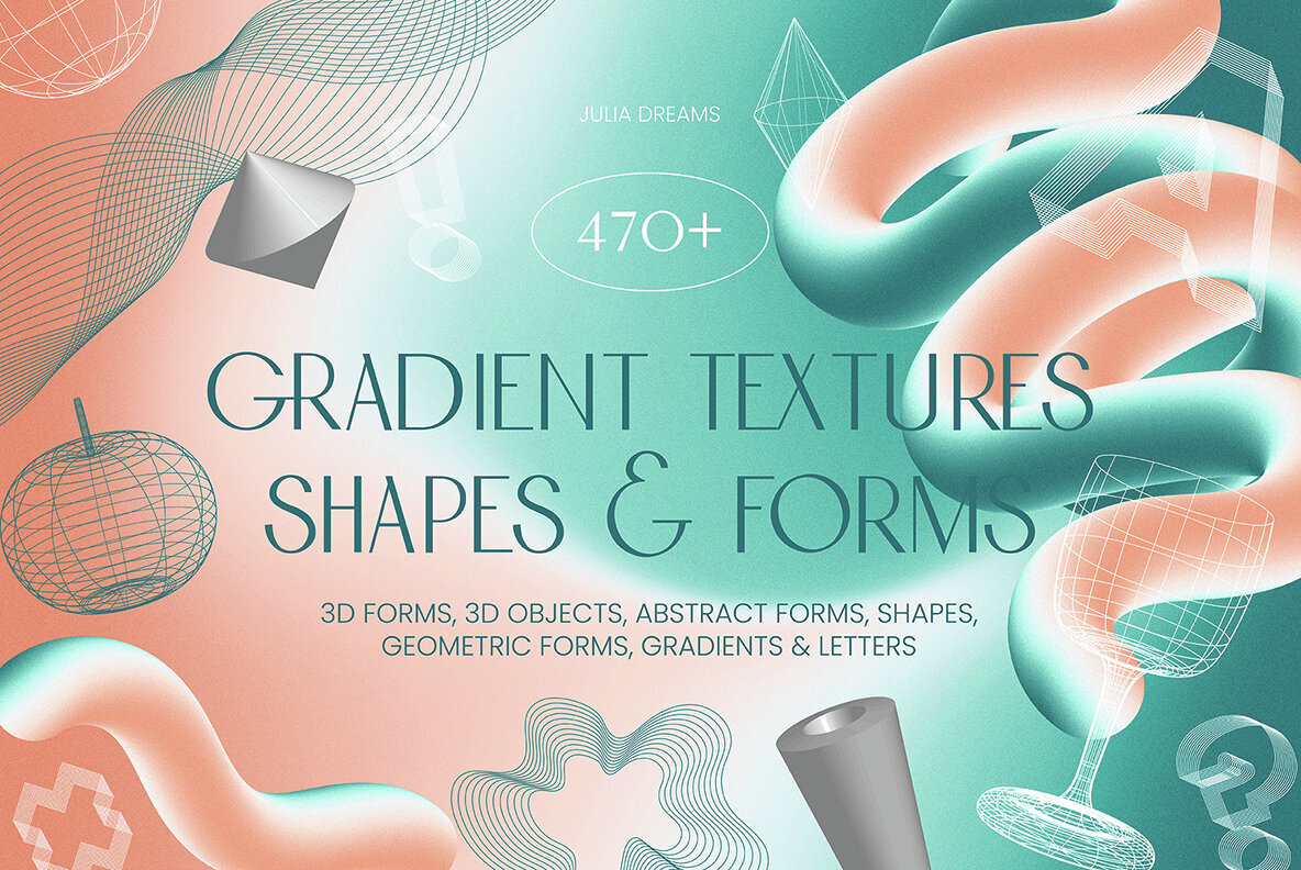 Gradient Textures   Shapes   3D Objects   Letters 1