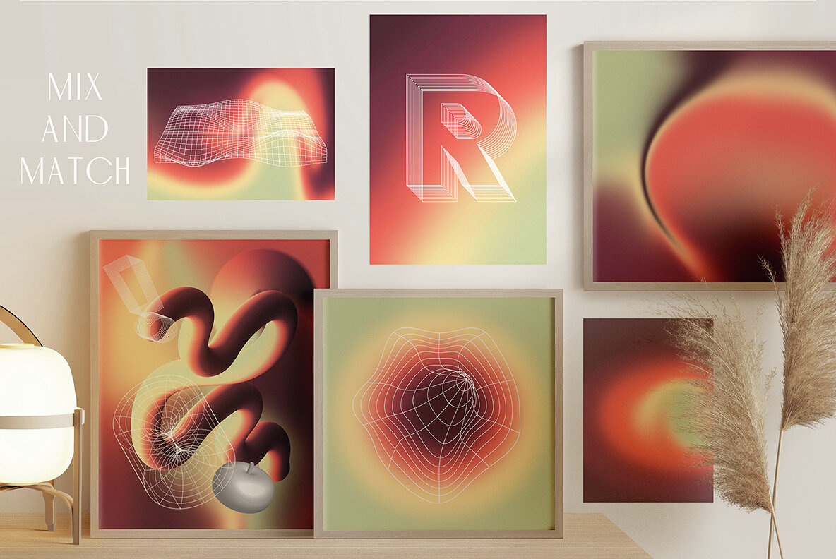 Gradient Textures   Shapes   3D Objects   Letters 7