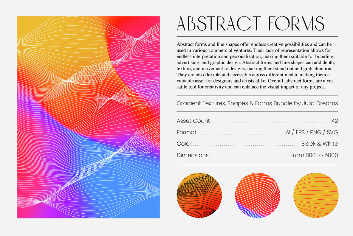 Gradient Textures   Shapes   3D Objects   Letters 8