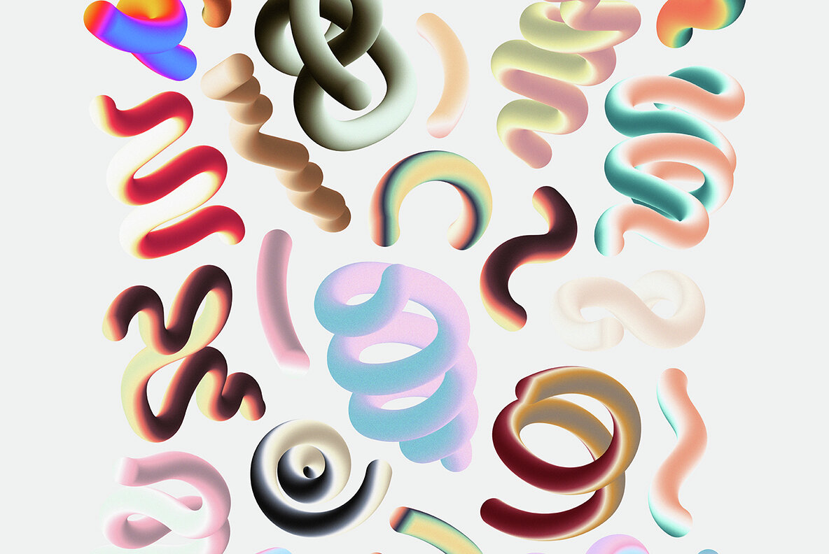 Gradient Textures   Shapes   3D Objects   Letters 14